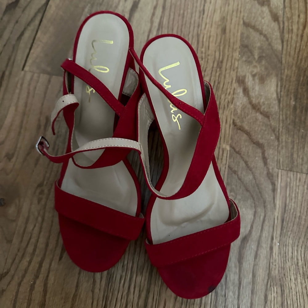 Red block heels